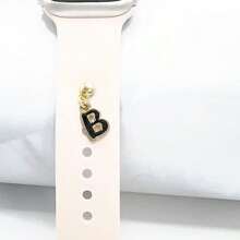 1pc Diamond Encrusted 26 English Letter Charm, Suitable For Silicone Watch Band Decoration