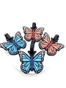 1pc Butterfly Luggage Tag, Travel Accessory, Silicone Fashion Handbag Label, Suitable For Outdoor Travel Carrying