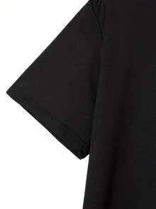 [Summer Graphic T-Shirt] Summer Breathable Cottoner Men's "Princess Security" Graphic T-Shirt - Casual Short-Sleeve Crewneck With Castle And Fashion Glasses Design - màu đen - Xem 4