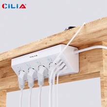 CILIA EU Power Strip With 4 AC Outlets + 2USB-A & 2Type-C Ports ,1.5m Surge Protection Cable , Ideal For Travel/Kitchen/Office/Dorm ,Dorm Room Essentials College,Black /White