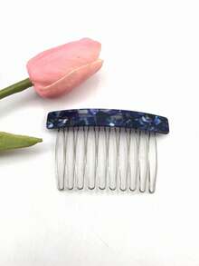 1pc Marble Pattern Elegant Acetate Side Comb, Suitable For Everyday Wear, Headpiece, Accessories - Multicolor - View 7