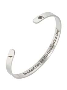 1pc Stainless Steel "Happy Graduation 2025" Adjustable C-Shape Bangle Bracelet, Fashion For Men And Women, Suitable For Daily Wear, Gatherings And Parties