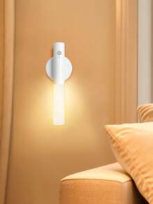 1 件运动传感器夜灯、磁性壁灯、USB 可充电 LED 灯条、无线楼梯、室内木质壁灯、衣柜、走廊、楼梯灯 - 暖白光 - 查看 8