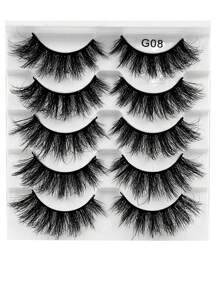 5 par sztucznych rzęs Długie, kręcone, grube, naturalne, wyjątkowe 5 par gęstych rzęs górnych Sztuczne włosy z norek Wielokrotnego użytku sztuczne rzęsy dla powiększenia oczu Rzęsy na pasku, rzęsy, rzęsy, sztuczne rzęsy