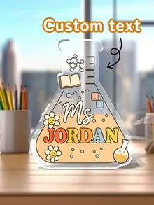 1pc Custom Science Teacher Desk Plaque, Personalized Science Lab Teacher, Teacher Name Plate Acrylic Plaque, Custom Name Sign, Back To School