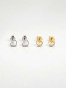1 paio di orecchini a cuore cavo in argento sterling 925, caratterizzati da un design elegante e minimalista, ipoallergenici e adatti all'uso quotidiano da parte di donne e ragazze