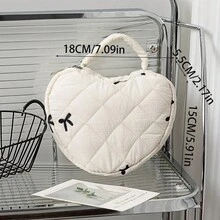 Individuell bestickte gesteppte herzförmige Kosmetiktasche mit Griff, Schleifenblumen-Reise-Make-up-Tasche, tragbare Kulturtasche, Waschbeutel, kleiner Aufbewahrungsorganizer für Mädchen, personalisiertes Geschenk zum Geburtstag oder Feiertag, Weihnachtsgeschenkzubehör - Verschiedenfarbig - Übersicht 4