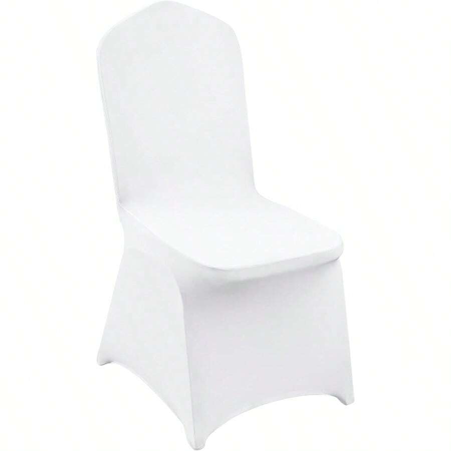 100 Pcs White Chair Covers Polyester Spandex Chair Cover Stretch Slipcovers For Wedding Party Dining Banquet Flat-Front Chair Covers