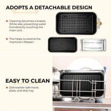 SUSTEAS 1700W Electric Indoor Grill – 2-In-1 Grill & Griddle With Removable Plates – Non-Stick & Dishwasher Safe – Adjustable Temperature Control – For Steak, Burgers, Vegetables (White)