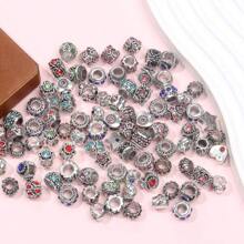 Large Hole Metal Spacer Beads For Bracelet Necklace Jewelry Making, Rhinestone Focal Beads For Pen Hair Keychain, Mixed Style