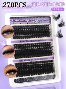 640/270 szt. naturalnych, delikatnych rzęs 3D/5D - kępki 640/270, podkręcone i puszyste rzęsy, lekkie jak piórko i wielokrotnego użytku, odpowiednie do codziennego makijażu, na wesela, imprezy, do odgrywania ról, wygodne w noszeniu przez 12 godzin, bez grudek, łatwe do odklejania i nakładania, czyste i nietestowane na zwierzętach sztuczne rzęsy (rzęsy, kępki rzęs, rzęsy w kępkach)