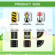 16/26pcs Magnetic Building Tiles, Traffic Theme Road Planning Construction Toy Set, Durable ABS Structure With Race Track And City Road Extension, Suitable For Children's Festivals And Birthday Gifts