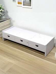 1pc Desktop Storage Rack Monitor Riser Stand For Computer Screen Office Desk Organizer Shelf - White - View 4