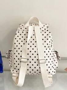 Mochila de Grande Capacidade Minimalista para Casais com Estampa de Bolinhas, Alça de Ombro Ajustável, Adequada para Estudantes, Viagem, Negócios, Lazer e Compras