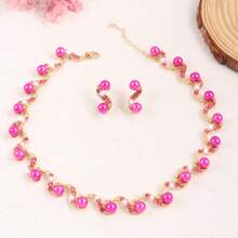 Set de joyería de 3 piezas con forma de S con perlas artificiales, incluyendo pendientes y collar, de estilo popular europeo y americano, adecuado para galas, fiestas y vacaciones - gran regalo para novia, esposa o mejor amiga