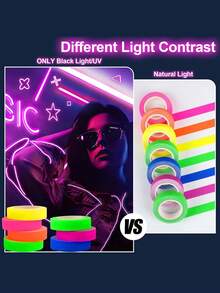 1 件/7 件霓虹灯胶带，夜光胶带，适用于紫外线派对、荧光紫外线黑光、6 种亮色布料装饰用品，适用于派对装饰、舞池、紫外线派对、剧院舞台、万圣节 - 0.6 英寸 X 16.5 英尺 - 彩色 - 查看 5