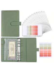 1pc A6 Budget Binder With Cash Envelope, Cash Savings Book Budget Planner PU Leather Notebook Binder With 12 A6 Binder Pockets - Green Cash Stuffing Folder Envelope System Back To School, Budget Binder Money Saving Wallet - A6 Money Clip Budget Planner With Cash Envelope Travel And Journal Cash Binder, School Supplies,Savings Plan,Biweekly Savings Plan,10000 Savings Plan,Savings Strategy - Green - View 9