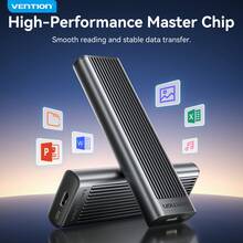 VENTION Pro 铝制 M.2 NVMe 和 SATA SSD 外壳 – 超快 10Gbps USB-C（6Gbps/10Gbps）、1 秒内传输 1GB 文件、UASP/TRIM 加速、5 分钟自动休眠 – 适用于 2230/2242/2260/2280 SSD（M+B 键）– 高速外壳带散热器、镀镍端口、免工具设计，适合游戏/编辑 - 深灰色 - 查看 2