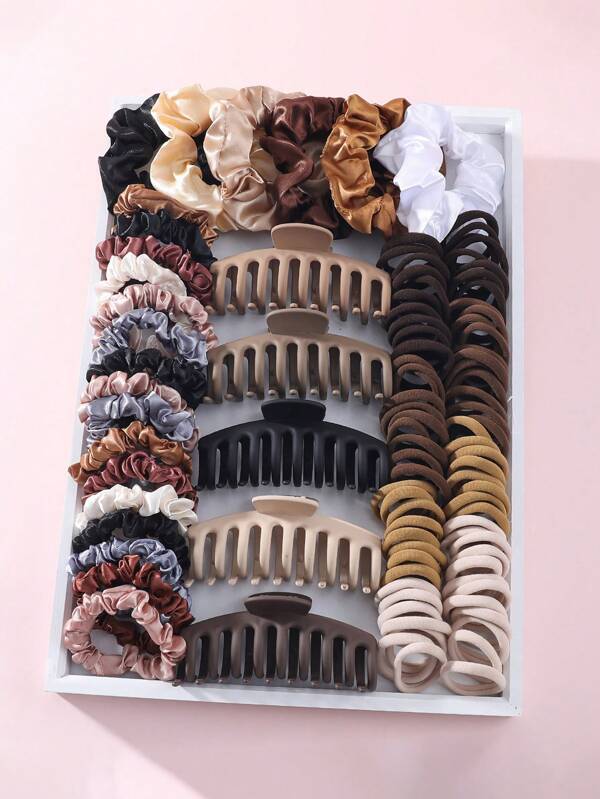 79pcs Hair Accessory Set: Children's Hair Clip + Hair Band Combination, Korean-Style Large Intestine Band Grab Clip Rubber Band Multi-Piece Set, Girls' Head Accessory Gift Box