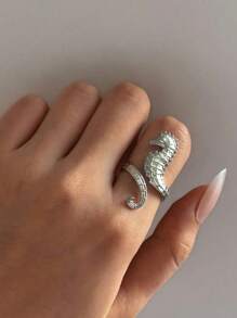 1 Pair Minimalist Playful Seahorse Couple Rings
