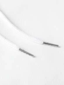 Men's Casual Street Angel & Letter Print Drop Shoulder Loose Pocket Drawstring Hoodie, Thermal Lined, Autumn/Winter, Long Sleeve Top - White - View 6