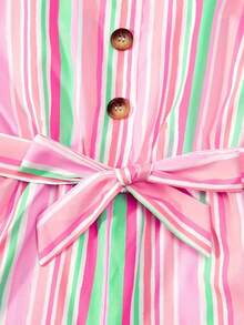 Tween Girl Summer Lovely Multi-Colored Casual Jumpsuit - Pink - View 2