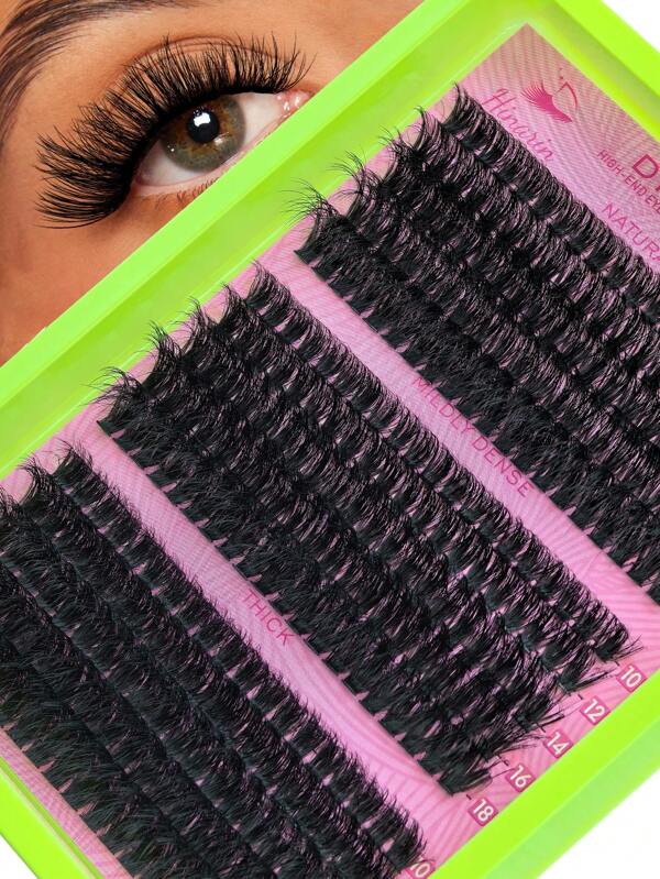 Hinarin Hinarin 295 pièces Extensions de cils individuelles D Curl Volume 60D+80D+100D Mélangées, Extension de cils épaisse et fournie, Cils bouclés en amas individuels de 10-18mm, Résistant à l'eau