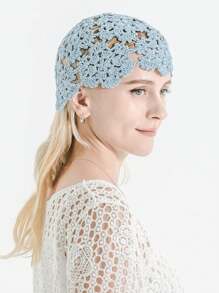 1 Stück handgefertigte atmungsaktive, gehäkelte Damenmütze mit Blumen- und Strass-Dekor, eleganter und leichter vintage gestrickter Beanie-Hut, modischer und vielseitiger Stil und Farbe werden zufällig versendet, für Frühling/Sommer