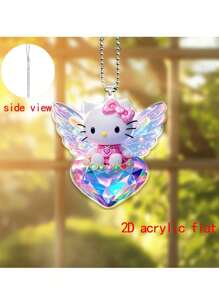 Sanrio 2D Flat[Authorized]1 Piece Hello Kitty Crystal Love Acrylic Pendant, Suitable For Rearview Mirrors, Car Fashion Pendants, Backpack Pendants, Keychain Accessories, Holiday Season Decorations, Cute Cartoon Character Design, Perfect For Valentine's Day, New Year, Christmas Party Supplies, Holiday Theme Decorations, Birthday Gifts, Home Pendants, School Decor School Surprise Dormitory Decor Back To School Home Decor Room Decor School Supplies