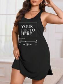 Vestido personalizado de pijama y ropa de estar en casa para mujer de talla grande, agrega tu texto, elige tus colores y tipos de letra favoritos, diseña tu propio vestido impreso personalizado, vestido personalizado para mujer, regalos para novias/familiares, regalos del Día de la Madre, regalos de cumpleaños, regalos de boda y talla grande. Personalización de texto, vestido, vestido de mujer con estampado, vestido personalizado, vestido de manga corta personalizado para verano