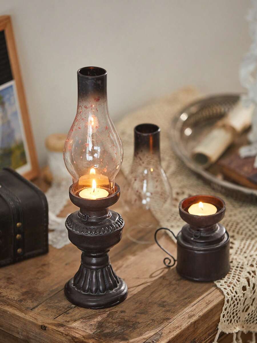 Świecznik do modelowania lamp naftowych, Halloween, dekoracyjny świecznik, ozdoba, stary, retro, nostalgiczny, świecznik z lampą naftową, kreatywne rekwizyty do kolacji przy świecach, bar, kawiarnia, restauracja, ozdoby ludowe, sklep, scena barowa, ozdoby dekoracyjne, wystrój pokoju, wystrój sypialni, dekoracje na Halloween, drobiazgi, wystrój domu, salon