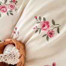 3 件套，浪漫粉红玫瑰碎花床上用品套装，公主风格套装，包含 1 个羽绒被套 + 2 个枕套，不包括被子/枕芯，枕套图案随机剪裁