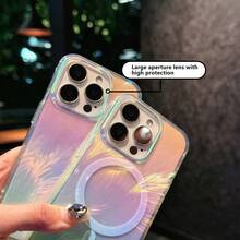 Ốp điện thoại từ tính chống sốc tương thích với iPhone 17, 16 Pro Max, họa tiết lông vũ nhiều màu sắc, bảo vệ từ tính cho các dòng 13/14/15/16Pro, chống nước, chống sốc, chống rơi, chống trầy xước, quà tặng mùa xuân. - Nhiều màu - Xem 7