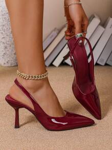 Women's Pointed Toe Kitten Heel Slip-On Sandals