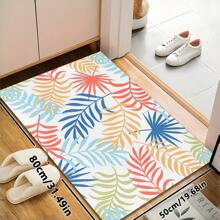 1pc Beautiful Bohemian Leaf Pattern Area Rug, Modern Washable Plush Soft Large Size Carpet For Living Room Bedroom Office, Tropical Palm Leaves Rug, Long Runner Entryway Indoor Mat, All Season Home Decor