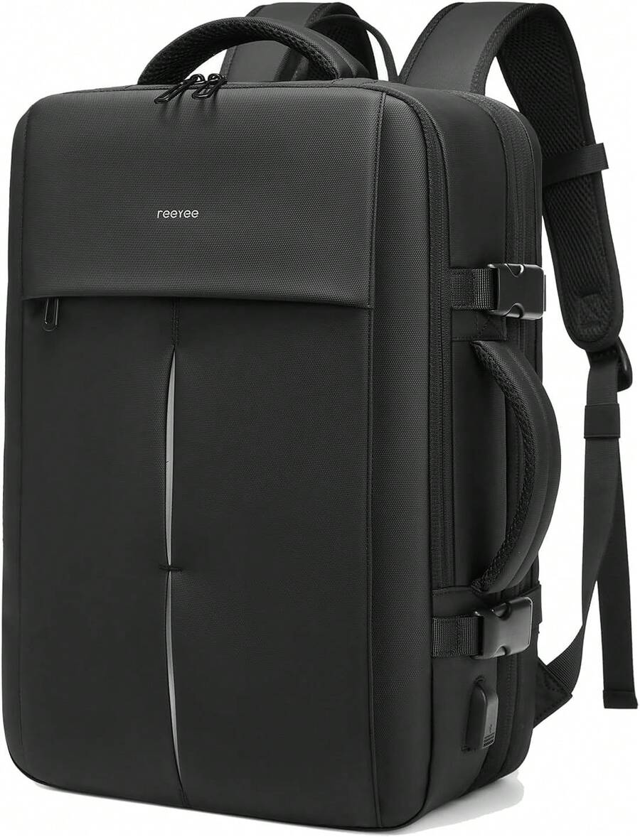 Mochila de viaje con compresor al vacío de 60L, expandible, con puerto de carga USB, maleta de mano resistente al agua (incluye bomba de vacío)