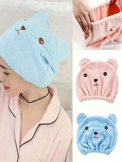 1pc Dry Hair Cap, Coral Fleece Absorbent Dry Hair Towel Bath Shower Turban For Women, Quick Dry Hair Cap For Wet Hair, Pink Dry Hair Cap - Super Absorbent Quick Dry Towel Turban With Wooden Buttons For Adults, Super Absorbent Turban, Quick Dry Hair Towel For Long Hair Women Shower Cap, Hat, Shower Cap, Barber Shop Hair Products And Accessories For Beauty Travel Essentials