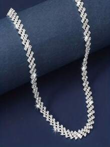 1pc Luxury Rhinestone Claw Chain Welding Necklace, Women's Gift For Wedding, Engagement, Gala