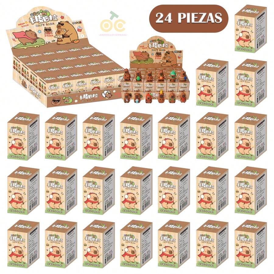 Llaveros de 2/6/12/24 piezas, llaveros de goma de carpincho, llaveros de goma con animales de dibujos animados, prácticos llaveros colgantes de carpincho, llaveros portátiles de carpincho, llaveros colgantes exquisitos, lindos llaveros de carpincho de juguete, modelos realistas de carpincho, mini llaveros de animales en 3D, cajas sorpresa, estilos aleatorios, colgantes para mochilas, colgantes, decoraciones, artículos para fiestas, regalos de cumpleaños, regalos de Navidad, regalos conmemorativos, pequeños y portátiles, exquisitos y lindos (marrón). - 24 piezas - Ver 1