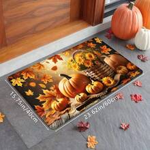 1pc Autumn Thanksgiving Nature Cozy Pumpkin & Maple Leaf Print Holiday Doormat, Soft Non-Slip Absorbent Washable Kitchen Mat, Festive Ambience Entrance Floor Rug, Rectangular Low Pile Holiday Home Decor Mat For Living Room, Bedroom, Kitchen, Laundry Room, Bathroom - Multicolor - View 15
