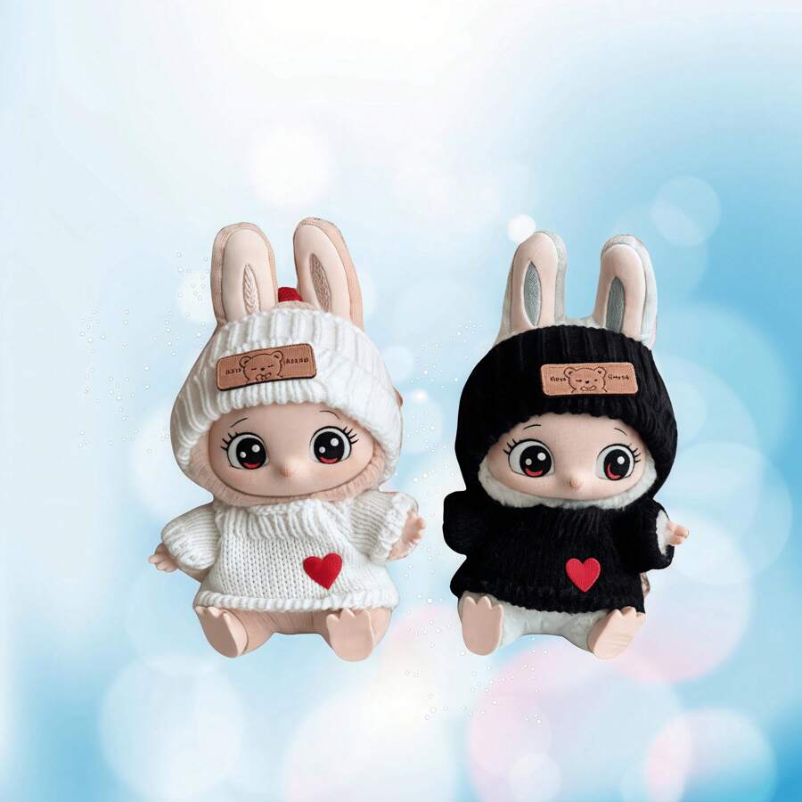 [Clothes Only] Universal Outfit For 17cm Doll, Party Dress; 15cm Heart Knitted Sweater With Hat
