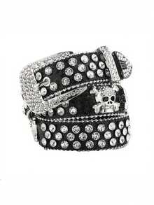 1pc Skull & Star Rhinestone Punk Rock Belt - Sparkling Adjustable Y2K Style Belt For Teenage Girl Boy, Multi-Color Options For Jeans, Parties, Weddings & Daily Wear, Cute Belt, Party Fashion Accessory, Embellished Fashion Accessory Halloween Accessories, Halloween Gifts - 105 - View 12