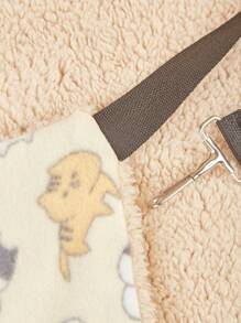 1pc Double-Sided Cartoon Cat Hammock, Soft & Cute, Removable Design - Beige - View 2