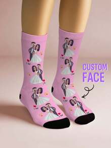 1 Pair Custom Wedding Socks, Custom Photo Sock, Custom Printed Socks, Custom Picture Socks, Anniversary Gift, Valentine Gift, Birthday Gift, Wedding Gift, Mother's Day Gift, Father's Day Gift, Best Friend Gift, Gift For Mom/Dad, Gift For Girlfriend/Boyfriend, Gift For Her/Him