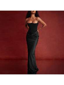 Slim Tube Top Long Dress Sexy Fashion Bandeau Backless Party Evening Dresses For Women Clothing