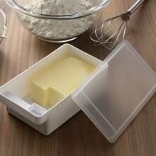 1 Pc, [Universal For Home And Commercial Use] Japanese Butter Cutting Storage Box PP Plastic Odorless Offset Printing Butter Cutting Storage Integrated Storage Box - trắng - Xem 2