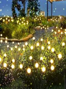 1PC 6/8/10Heads 18650-600mAh Solar Firefly Lights Outdoor Garden Lights Vibrant Swinging Lamps For Patio Pathway Christmas Decoration,LED Solar Firefly Lights For Courtyard Garden Decoration, Christmas Wind Swaying Firefly Ground Mounted Lawn Lights,Courtyard Garden Layout, Atmosphere Decoration, Creative Outdoor Lawn Floor Lights