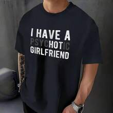 My Girlfriend Me Funny T-Shirt Print Short Sleeve T-Shirt T Shirt Black T Shirt Printed Short Sleeve T-Shirt For Summer Graphic Tees Graffiti Shirt Round Neck Oversized T Shirt Sleeve Casual T-Shirt, Street Hip Hop Style T-Shirt 100% Heavy Cotton All-Season Wear Individuality Unisex Top Gifts For Girlfriend Boyfriend - Đen - 8 - Xem 3