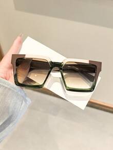 1 件女士夏季亚克力休闲方形框架时尚眼镜，适合海滩必备品、夏季出游和 Y2K 配饰