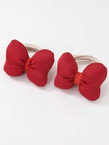 2 Stücke Kinder Mädchen einfarbige Stoff gefüllte 3D Schleife Haargummis, süße Prinzessin Alltagsnutzung